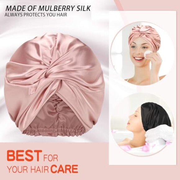 Silk Sleeping Bonnet Set Elegant Hair Care Caps for Natural Curly Styles main image 5